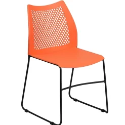 Folding & Stacking*Flash Furniture HERCULES Series Plastic Stack Chair with Air-Vent Back and Sled Base, Orange/Black (RUT498AOR)