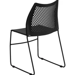 Folding & Stacking*Flash Furniture HERCULES Series Plastic Stack Chair with Air-Vent Back and Sled Base, Black (RUT498ABK)