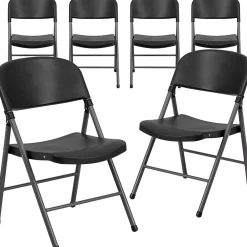 Folding & Stacking*Flash Furniture HERCULES™ Plastic Armless Folding Chair, Black, 6/Pack