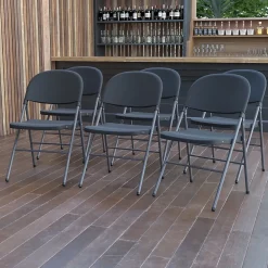 Folding & Stacking*Flash Furniture HERCULES™ Plastic Armless Folding Chair, Black, 6/Pack