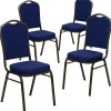 Folding & Stacking*Flash Furniture HERCULES™ Fabric Gold Vein Frame Crown Back Banquet Chair, Navy Blue, 4/Pack (4FDC01GV208)