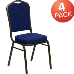 Folding & Stacking*Flash Furniture HERCULES™ Fabric Gold Vein Frame Crown Back Banquet Chair, Navy Blue, 4/Pack (4FDC01GV208)