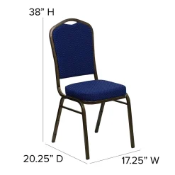 Folding & Stacking*Flash Furniture HERCULES™ Fabric Gold Vein Frame Crown Back Banquet Chair, Navy Blue, 4/Pack (4FDC01GV208)
