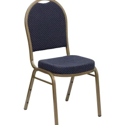 Folding & Stacking*Flash Furniture HERCULES™ Fabric Gold Frame Dome Back Banquet Chair, Navy, 4/Pack (4FDC03AG3774)