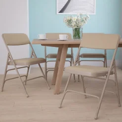 Folding & Stacking*Flash Furniture HERCULES™ Curved Triple Braced Vinyl Armless Folding Chair, Beige, 4/Pack (4HF3MC309AVBGE)