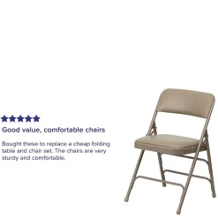 Folding & Stacking*Flash Furniture HERCULES™ Curved Triple Braced Vinyl Armless Folding Chair, Beige, 4/Pack (4HF3MC309AVBGE)