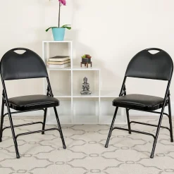 Folding & Stacking*Flash Furniture HERCULES™ Triple Braced Vinyl Armless Folding Chair, Black, 4/Pack (4HAMC705AV3BK)