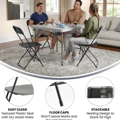 Folding & Stacking*Flash Furniture HERCULES Plastic Student/School Chairs, Black, 10/Pack (LE-L-3-BK-GG)