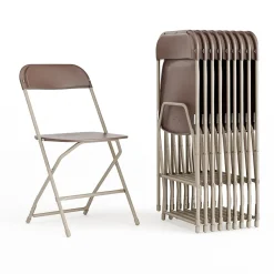 Folding & Stacking*Flash Furniture HERCULES™ Plastic Armless Folding Chair, Premium Brown, 10/Pack