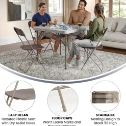 Folding & Stacking*Flash Furniture HERCULES™ Plastic Armless Folding Chair, Premium Brown, 10/Pack