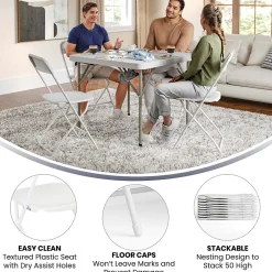 Folding & Stacking*Flash Furniture HERCULES™ Plastic Armless Folding Chair, Premium White, 52/Pack