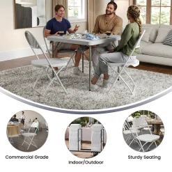 Folding & Stacking*Flash Furniture HERCULES™ Plastic Armless Folding Chair With Fan Back, White, 40/Pack (40LEL4WHITE)