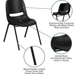 Folding & Stacking*Flash Furniture HERCULES Series Plastic Shell Stack Chair, Black (RUTEO1BK)