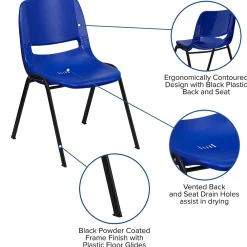 Folding & Stacking*Flash Furniture HERCULES Series Plastic Shell Stack Chair, Blue/Black (RUTEO1BL)