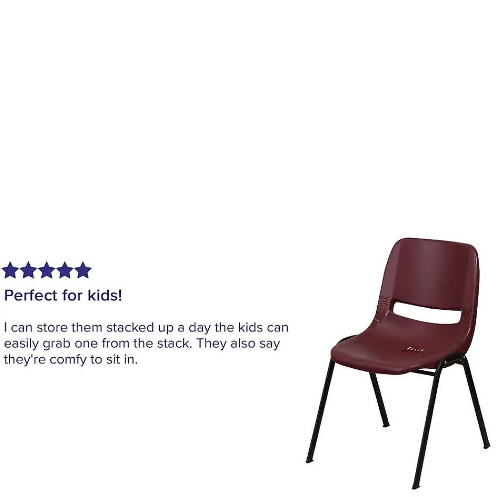 Folding & Stacking*Flash Furniture HERCULES Series Plastic Shell Stack Chair, Burgundy/Black (RUTEO1BY)