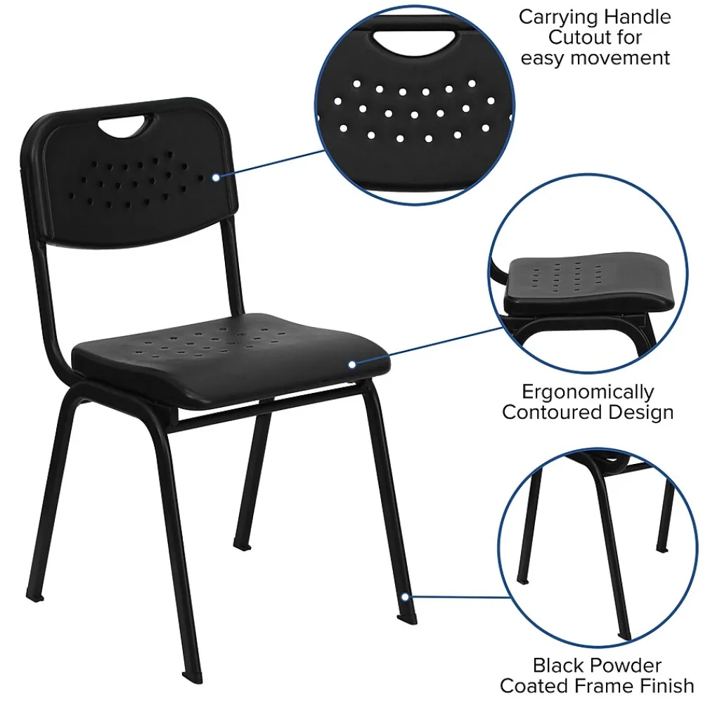 Folding & Stacking*Flash Furniture HERCULES Series Plastic Stack Chair with Open Back, Black (RUTGK01BK)