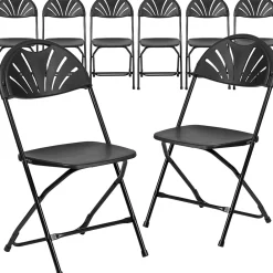 Folding & Stacking*Flash Furniture HERCULES Series 800 lb. Capacity Plastic Fan Back Folding Chair 8/Pack (8LEL4BK)