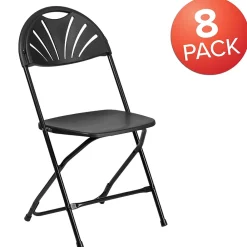 Folding & Stacking*Flash Furniture HERCULES Series 800 lb. Capacity Plastic Fan Back Folding Chair 8/Pack (8LEL4BK)