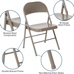 Folding & Stacking*Flash Furniture HERCULES Series Metal Folding Chair, Gray, 4/Pk (4BDF002GY)