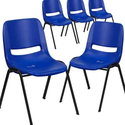 Folding & Stacking*Flash Furniture HERCULES Series Plastic Kid's Shell Stack Chair, Navy/Black, 5 Pack (5RUT16NVYBK)