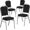 Folding & Stacking*Flash Furniture HERCULES Series Fabric Banquet Stacking Chair, Black/Silver Frame, 4 Pack (4FDC01S11)