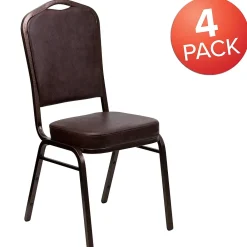 Folding & Stacking*Flash Furniture HERCULES Series Vinyl Banquet Stacking Chair, Brown/Copper Vein Frame, 4 Pack (4FDC01CPRBRNVY)