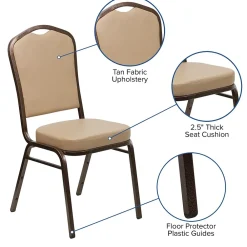 Folding & Stacking*Flash Furniture HERCULES Series Vinyl Banquet Stacking Chair, Tan/Copper Vein Frame, 4 Pack (4FDC01CPRTN)