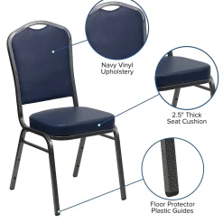 Folding & Stacking*Flash Furniture HERCULES Series Vinyl Banquet Stacking Chair, Navy/Silver Vein Frame, 4 Pack (4FDC01SVNY)