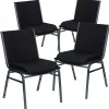 Folding & Stacking*Flash Furniture HERCULES Series Fabric Heavy Duty Stack Chair, Black Dot, 4 Pack (4XU60153BK)