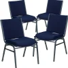 Folding & Stacking*Flash Furniture HERCULES Series Fabric Heavy Duty Stack Chair, Navy Blue Dot, 4 Pack (4XU60153NVY)