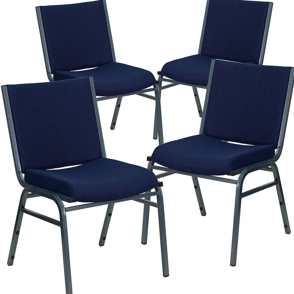 Folding & Stacking*Flash Furniture HERCULES Series Fabric Heavy Duty Stack Chair, Navy Blue Dot, 4 Pack (4XU60153NVY)