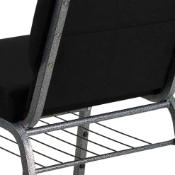 Folding & Stacking*Flash Furniture HERCULES Series Fabric Church Chair with Book Rack, Black/Silver Vein Frame (XUCH0221BKSVB)
