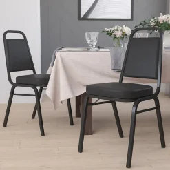 Folding & Stacking*Flash Furniture HERCULES™ 19 1/4"H Vinyl Black Frame Trapezoidal Back Banquet Chair, Black, 4/Pack (4FDBHF1BKBK)