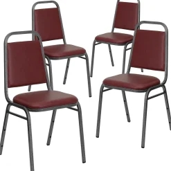 Folding & Stacking*Flash Furniture HERCULESâ„¢ 18"H Vinyl Trapezoidal Back Banquet Chair, Burgundy, 4/Pack (4FDBHF2VYVYL)