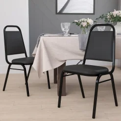 Folding & Stacking*Flash Furniture HERCULES Series Vinyl Banquet Stacking Chair, Black, 4 Pack (4FDBHF2BKVYL)