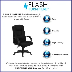 Office Chairs*Flash Furniture Jessica Fabric Swivel High Back Executive Office Chair, Black (GO5301BBK)