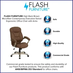 Office Chairs*Flash Furniture Jessie Ergonomic Microfiber Swivel High Back Executive Office Chair, Brown (GO725BN)