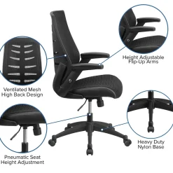Office Chairs*Flash Furniture Kale Ergonomic Mesh Swivel High Back Executive Office Chair, Black (BLZP809BK)
