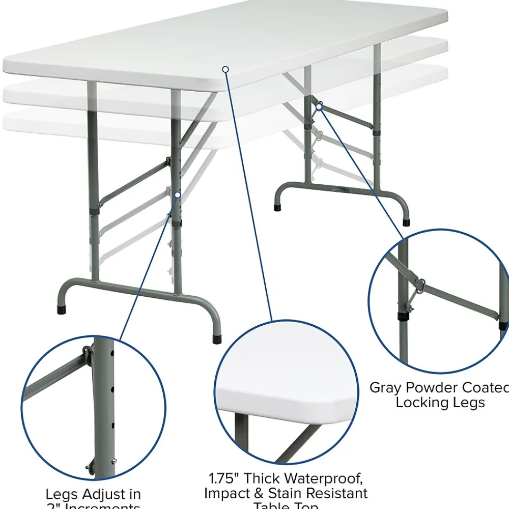 Folding Tables*Flash Furniture Kathryn Folding Table, 72" x 30", Granite White (RB3072ADJ)
