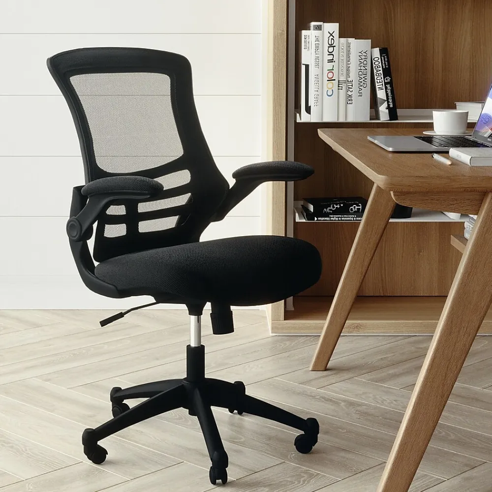 Office Chairs*Flash Furniture Kelista Ergonomic Mesh Swivel Mid-Back Task Office Chair, Black (BLX5MBK)
