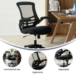 Office Chairs*Flash Furniture Kelista Ergonomic Mesh Swivel Mid-Back Task Office Chair, Black (BLX5MBK)