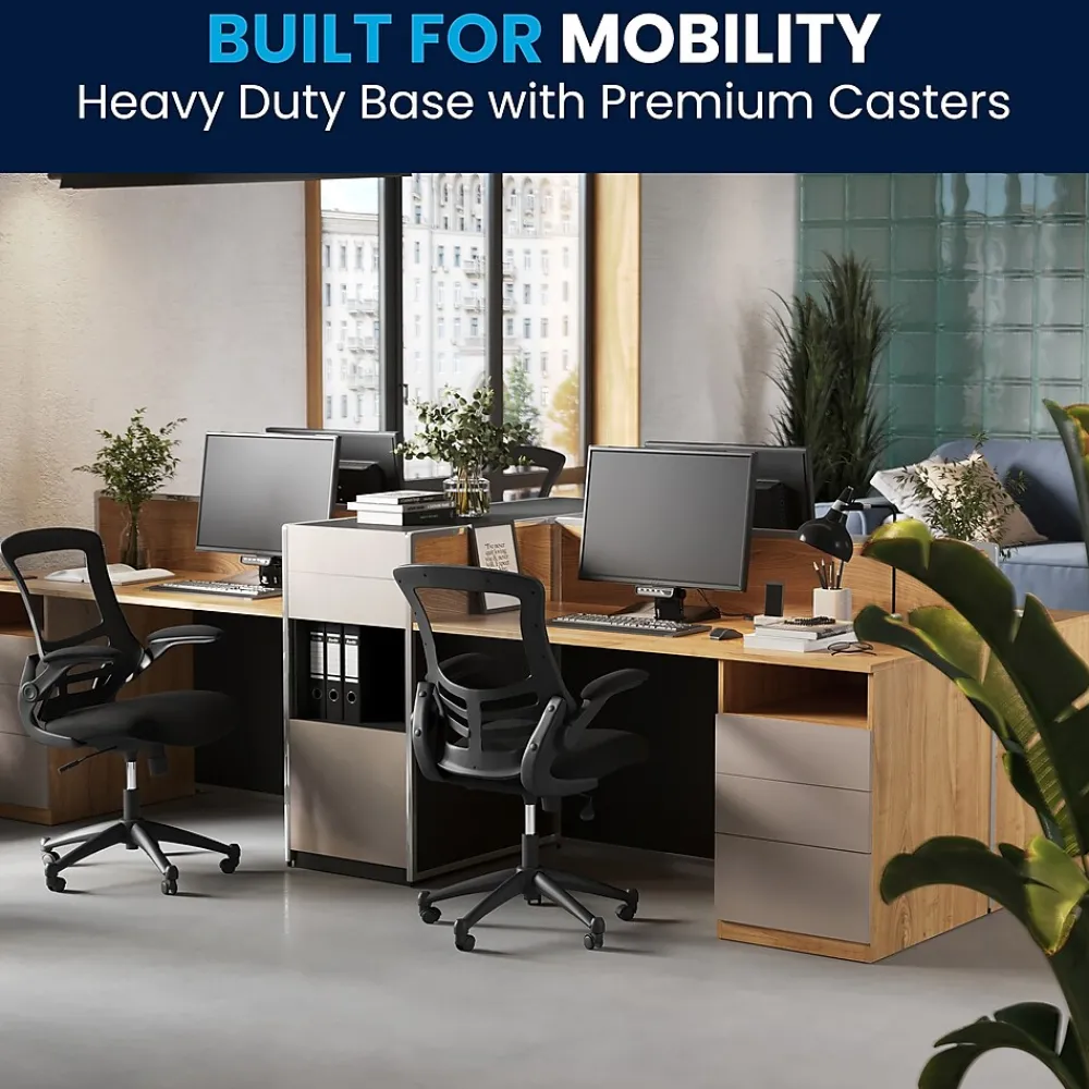 Office Chairs*Flash Furniture Kelista Ergonomic Mesh Swivel Mid-Back Task Office Chair, Black (BLX5MBK)