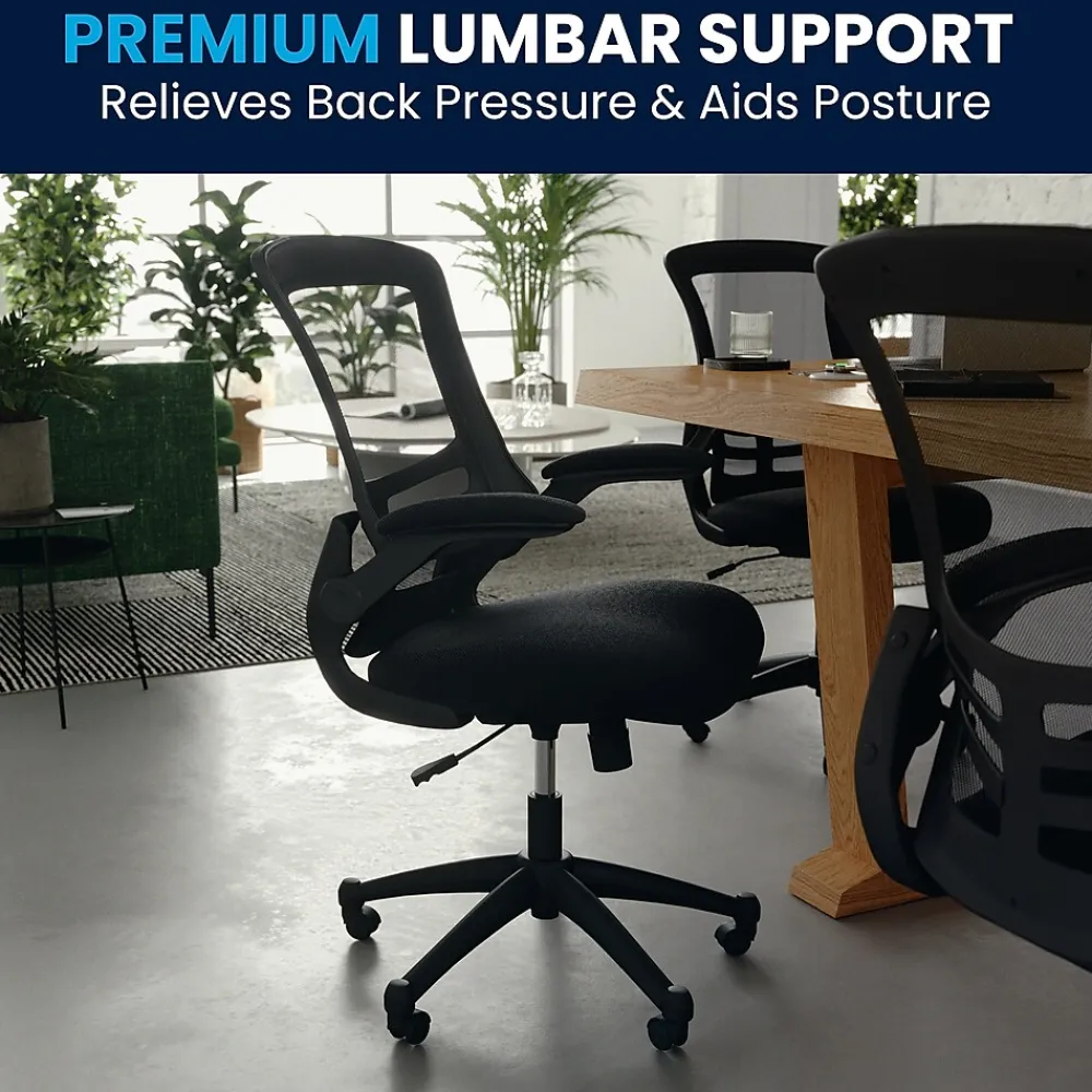 Office Chairs*Flash Furniture Kelista Ergonomic Mesh Swivel Mid-Back Task Office Chair, Black (BLX5MBK)