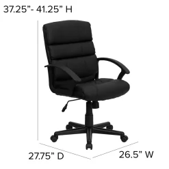 Office Chairs*Flash Furniture Lane LeatherSoft Swivel Mid-Back Task Office Chair, Black (GO1004BKLEA)