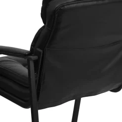 Office Chairs*Flash Furniture Leather Mid Back Executive Side Chair With Sled Base, Black