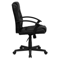 Office Chairs*Flash Furniture Lindon LeatherSoft Swivel Mid-Back Task Office Chair, Black (GO937MBKLEA)