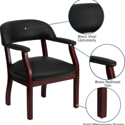 Office Chairs*Flash Furniture Luxurious Vinyl Conference Chair, Black and Mahogany (BZ105BLK)
