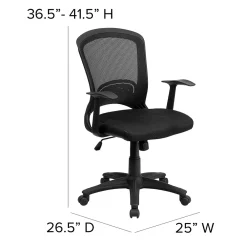 Office Chairs*Flash Furniture Manny Ergonomic Mesh Swivel Mid-Back Task Office Chair, Black (HL0007)