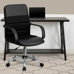 Office Chairs*Flash Furniture Manor Ergonomic LeatherSoft/Mesh Swivel Mid-Back Task Office Chair, Black (LFW61B2)