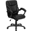 Office Chairs*Flash Furniture Megan Ergonomic LeatherSoft Swivel Mid-Back Overstuffed Task Office Chair, Black (GO724MBKLEA)
